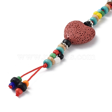 Heart Natural Lava Rock Beads Keychain(KEYC-O011-10)-3