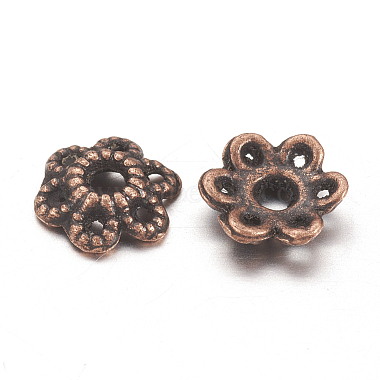 6-Petal Tibetan Style Alloy Hollow Flower Bead Caps(X-TIBE-S221-R-NR)-2