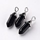 Bullet Natural Obsidian Pointed Pendants(X-G-E332-A03)-1