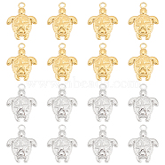 16Pcs 2 Colors 201 Stainless Steel Pendants, Tortoise with Starfish Charms, Mixed Color, 23.5x18x3mm, Hole: 3mm, 8pcs/color(STAS-UN0051-56)