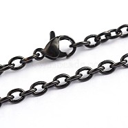 304 Stainless Steel Cable Chain Necklaces, with Lobster Clasps, Electrophoresis Black, 23.6 inch(60cm), 3mm(STAS-G170-13B)