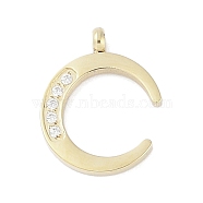 304 Stainless Steel Charms, with Rhinestone, Double Horn/Crescent Moon Charm, Real 14K Gold Plated, 13.5x10.5x1mm, Hole: 1.5mm(STAS-L022-398G)