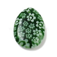 Handmade Millefiori Lampwork Beads, Teardrop, Dark Green, 18x13.5x4.5mm, Hole: 1~1.1mm(LAMP-G166-06B)