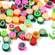 100Pcs Handmade Polymer Clay Fruit Theme Beads, 1Roll Elastic Crystal Thread, for DIY Bracelet Finding Kits, Mixed Color, Beads: 100pcs(DIY-YW0002-40)