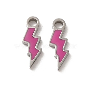 304 Stainless Steel Enamel Charms, Lightning Bolt Charm, Stainless Steel Color, 14x5x1.5mm, Hole: 2mm(STAS-L022-332P)