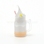 Resin Pendants, Imitation Bubble Tea with Cream, Sandy Brown, 44x28x20mm, Hole: 1.8mm(RESI-TAC0001-70C)
