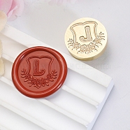 Golden Tone Round Wax Seal Brass Stamp Heads, for Wax Seal Stamp, Flower with Letter Pattern, Letter L, 20x14mm, Inner Diameter: 7mm(AJEW-Z034-02G-L)