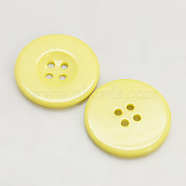 Resin Buttons, Dyed, Flat Round, Yellow, 16x3mm(RESI-D033-16mm-07)