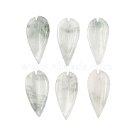 Natural Jade Pendants, Carved Leaf Charms, 22.5x10.5x2.5mm, Hole: 1.2mm(G-Z065-04)