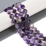 Natural Amethyst Beads Strands, Faceted Pentagonal Cut, Flat Round, with Seed Beads, 10~10.5x5~6mm, Hole: 1mm, about 32~33pcs/strand, 15.75''(40cm)(G-C116-A21-01)