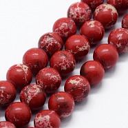 Synthetic Imperial Jasper Beads Strands, Dyed, Round, Red, 4mm, Hole: 0.6mm, about 95pcs/strand, 14.76 inch(37.5cm)(G-I199-35-4mm-D)