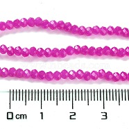 Baking Painted Imitation Jade Glass Bead Strands, Faceted Rondelle, Fuchsia, 3x2mm, Hole: 0.8mm, about 158pcs/strand, 14.76''(37.5cm)(DGLA-A034-J2MM-A28)