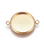 Ion Plating(IP) 304 Stainless Steel Cabochon Connector Settings, Plain Edge Bezel Cups, Flat Round, Golden, Tray: 16mm, 23.5x17.8x2mm, Hole: 1.8mm(STAS-G127-14-16mm-G)