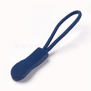 Garment Accessories, Plastic Zipper Puller With Strap, Prussian Blue, 60~64mm(KY-WH0008-A01)