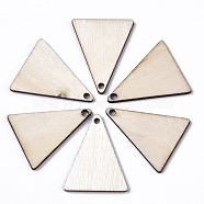 Unfinished Natural Poplar Wood Pendants, Laser Cut Wood Shapes, Undyed, Triangle, Antique White, 24.5x19.5x1.5mm, Hole: 1.6mm(WOOD-S045-113)