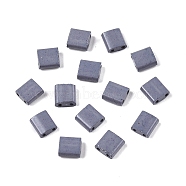 2-Hole Baking Paint Glass Seed Beads, Rectangle, Dark Gray, 5x4.5~5.5x2~2.5mm, Hole: 0.5~0.8mm(SEED-S023-17C-34)