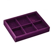 Wooden Cuboid Jewelry Presentation Boxes, Covered with Velvet, 6 Compertments, Dark Orchid, 20x15.2x3.2cm(ODIS-L001-02D)