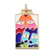 Brass Micro Pave Cubic Zirconia Pendant with Enamel, Rectangle, Colorful, 45.5x25.5x2.5mm, Hole: 4.5mm(KK-H458-02G-A02)