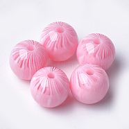 Resin Beads, Round, Pink, 16x15.5mm, Hole: 2.5mm(RESI-S372-16mm-02A)