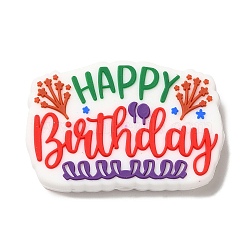 Birthday Theme Silicone Beads, Red, Oval, 21x31.5x6mm, Hole: 2mm(SIL-S006-03D)