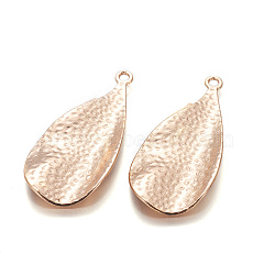 Alloy Pendants, Long-Lasting Plated, teardrop, Light Gold, 40x18.5x3mm, Hole: 1.8mm(PALLOY-O094-03KCG)