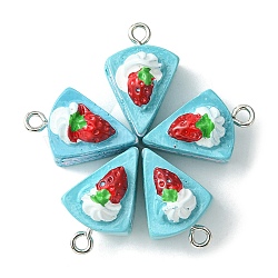 Opaque Resin Imitation Food Pendants, Cake Charm, with Platinum Plated Iron Loops, Pale Turquoise, 19.5x13.5x13mm, Hole: 2mm(CRES-YW0001-10C)