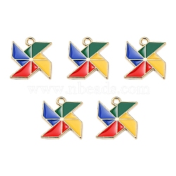 Alloy Enamel Pendants, Windmill Charm, Golden, 17x15x1.2mm, Hole: 2mm(ENAM-YW0002-35A)