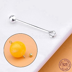 Rack Plating 925 Sterling Silver Screw On Eye Ball Pins, Beadable Pin, for Jewelry Making, Silver, 19 Gauge, 13.3mm, Ball: 3mm, Pin: 0.94mm, Hole: 1.4mm(STER-L044-02C-S)