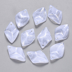 Acrylic Pendants, Imitation Gemstone Style, Leaf, WhiteSmoke, 29x18.5x4.5mm, Hole: 1.8mm(X-OACR-R075-06F)