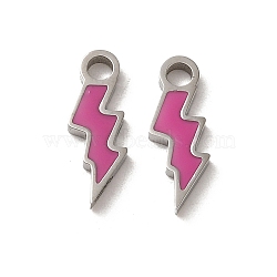 304 Stainless Steel Enamel Charms, Lightning Bolt Charm, Stainless Steel Color, 14x5x1.5mm, Hole: 2mm(STAS-L022-332P)