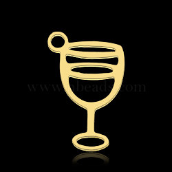 201 Stainless Steel Pendants, Goblet, Real 18K Gold Plated, 16x10.5x1mm, Hole: 1.6mm(STAS-N090-LA883-2)