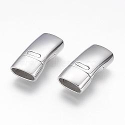 Tarnish Resistant 304 Stainless Steel Magnetic Clasps with Glue-in Ends, Rectangle, Stainless Steel Color, 24x12x7.5mm, Hole: 5mm(STAS-G143-83B)