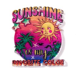 Summer Theme Acrylic Pendants, Sun, 36x32x2mm, Hole: 1.6mm(MACR-U003-07C)