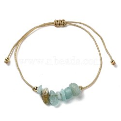 Natural Amazonite Chips Braided Bead Bracelets, Nylon Cords Adjustable Bracelet, Inner Diameter: 3-1/4 inch(8.1cm)(BJEW-JB09851-05)