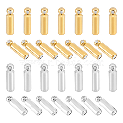 40Pcs 2 Color 202 Stainless Steel Brooch Pin Backs, Locking Pin Keeper Clasp, Column Shape, for Brooch Findings, Platinum & Golden, 14x4mm, Hole: 1.2mm and 0.8mm, 20Pcs/color(STAS-UN0049-48)