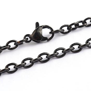 304 Stainless Steel Cable Chain Necklaces, with Lobster Clasps, Electrophoresis Black, 23.6 inch(60cm), 3mm