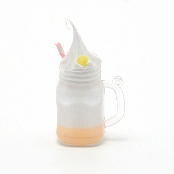 Resin Pendants, Imitation Bubble Tea with Cream, Sandy Brown, 44x28x20mm, Hole: 1.8mm