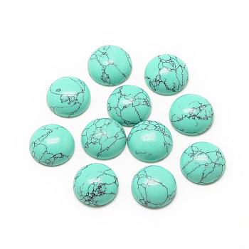 Synthetic Turquoise Cabochons, Dyed, Half Round/Dome, 6x3~4mm