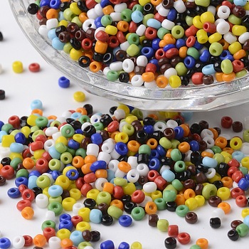12/0 Opaque Colours Round Glass Seed Beads, Mixed Color, 2~3x1.5~2mm, Hole: 0.8~1mm, about 37500pcs/pound