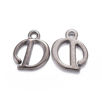 Gunmetal Plated Alloy Letter Pendants, Rack Plating, Letter.D, 13x11x2mm, Hole: 1.5mm