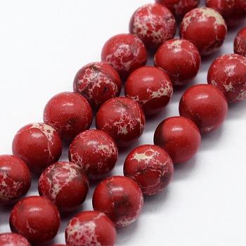 Synthetic Imperial Jasper Beads Strands, Dyed, Round, Red, 4mm, Hole: 0.6mm, about 95pcs/strand, 14.76 inch(37.5cm)