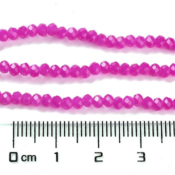 Baking Painted Imitation Jade Glass Bead Strands, Faceted Rondelle, Fuchsia, 3x2mm, Hole: 0.8mm, about 158pcs/strand, 14.76''(37.5cm)