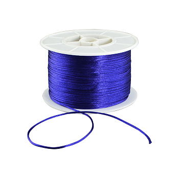Round Nylon Thread, Rattail Satin Cord, for Chinese Knot Making, Dark Blue, 1mm, 100yards/roll