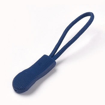 Garment Accessories, Plastic Zipper Puller With Strap, Prussian Blue, 60~64mm