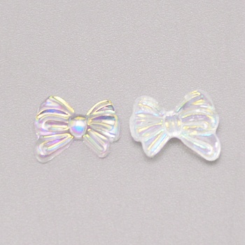 Resin 3D Bowknot Nail Art Cabochons Decorations, DIY Nail Art Manicure Accessories, Clear AB, 8.5x11x2mm