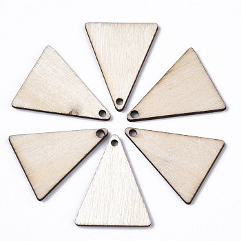 Unfinished Natural Poplar Wood Pendants, Laser Cut Wood Shapes, Undyed, Triangle, Antique White, 24.5x19.5x1.5mm, Hole: 1.6mm