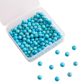 200Pcs Natural Howlite Beads, Dyed & Heated, Round, 8mm, Hole: 1mm