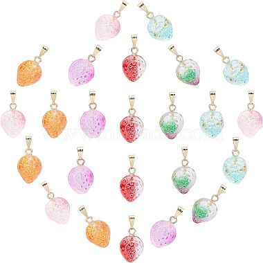 Golden Mixed Color Fruit Iron+Glass Pendants