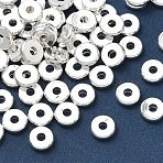 Brass Spacer Beads, Long-Lasting Plated, Cadmium Free & Lead Free, Disc, Heishi Beads, Silver, 5.5-6x1.5mm, Hole: 1.9mm(KK-E796-03C-S)