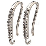 Rack Plating Brass Pave Cubic Zirconia Earring Hooks, Ear Wire, Lead Free & Cadmium Free, Star, Platinum, 14~14.5x1.7mm, Hole: 1.4mm, 18 Gauge, Pin: 1mm(KK-O143-20P)
